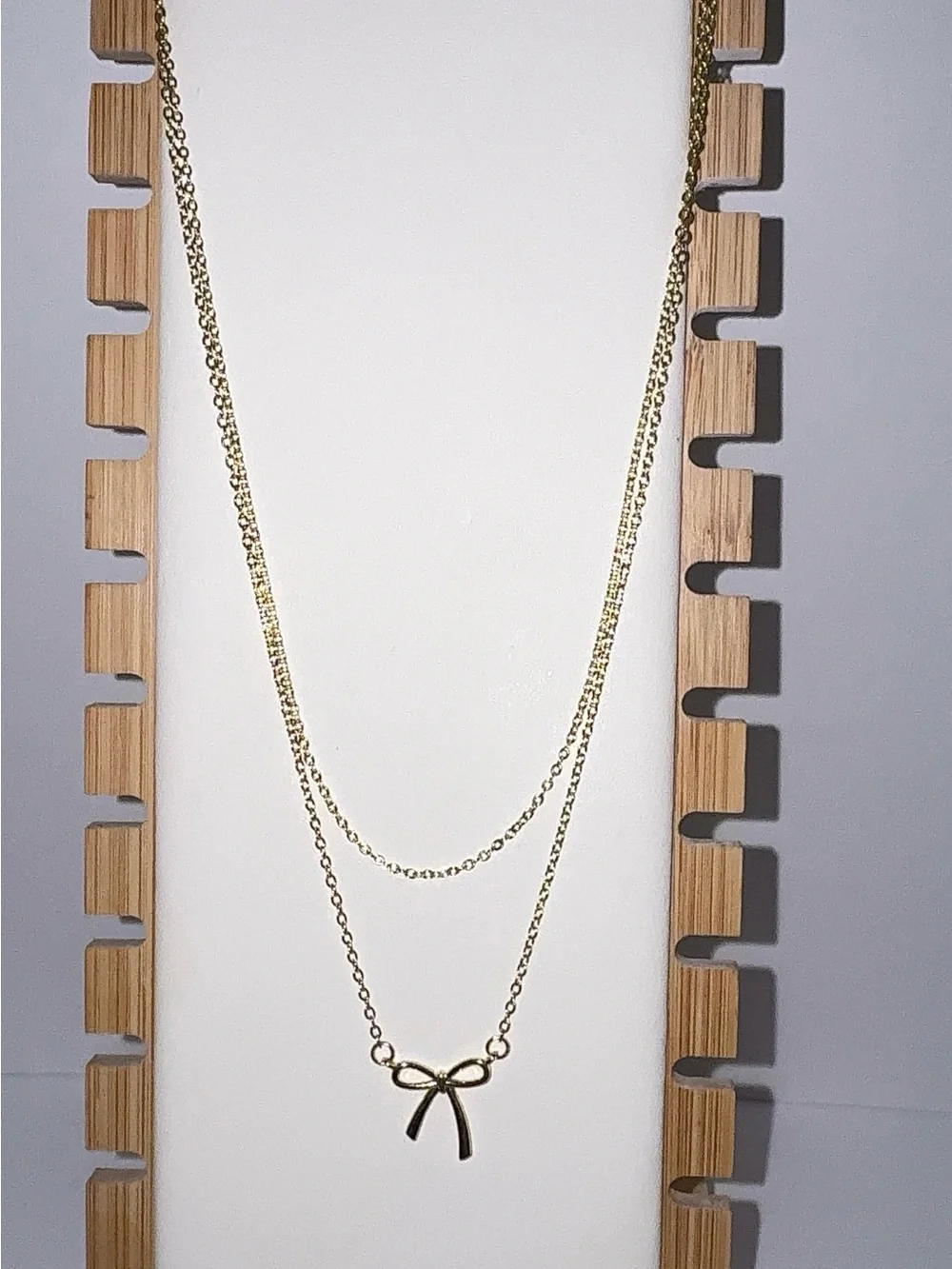14K Gold Plated Layered Bow Necklace | Dainty Coquette Charm